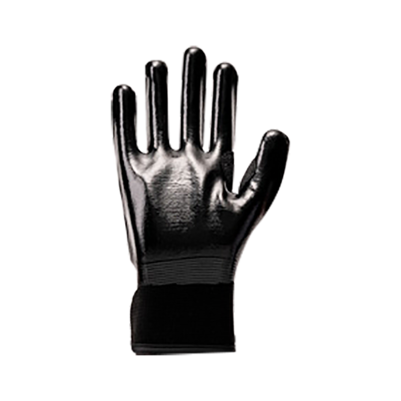 Tamamen nitril kaplamalı 13G polyester elyaf astar, arkası PVC dikişli, örgü bileğinde cırt cırtlı