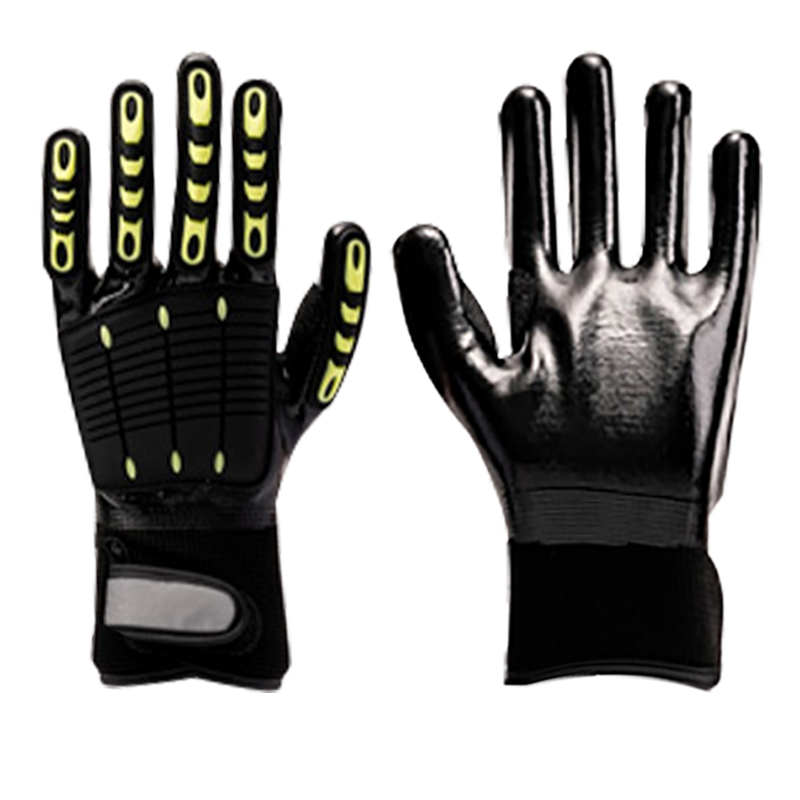 Tamamen nitril kaplamalı 13G polyester elyaf astar, arkası PVC dikişli, örgü bileğinde cırt cırtlı